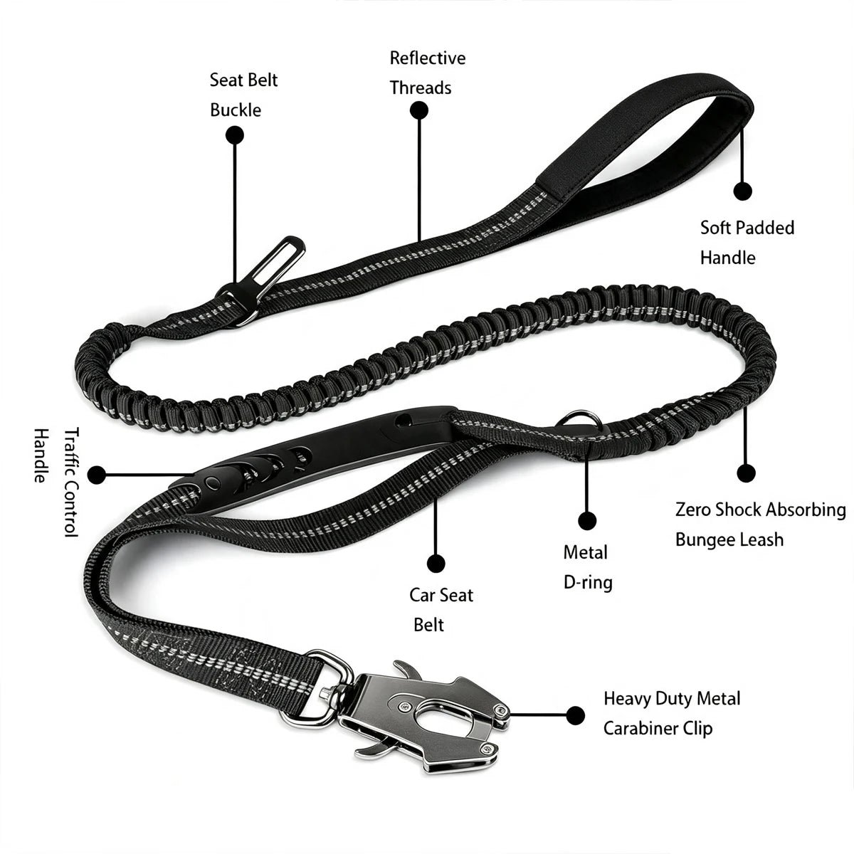 Reflective Explosion-proof Leash for Large Dogs Lead Dog Harness Set Pet Products Accessories Retractable Long Double Collar Tow