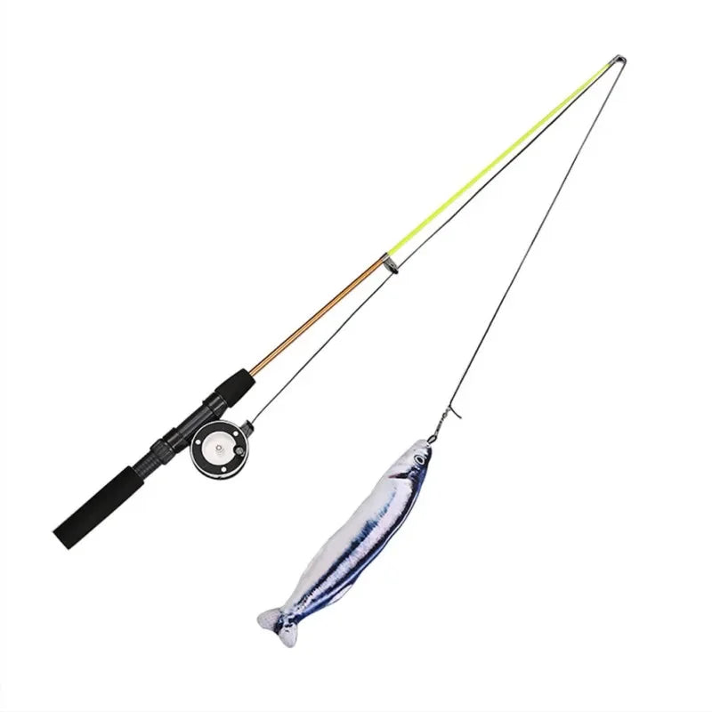 M Cat Rods Retractable Cat Toy Fish Type Telescopic Feathers Funny Cat Stick Toys Pet Toy for Kitten Simulation Fishing Rod Play