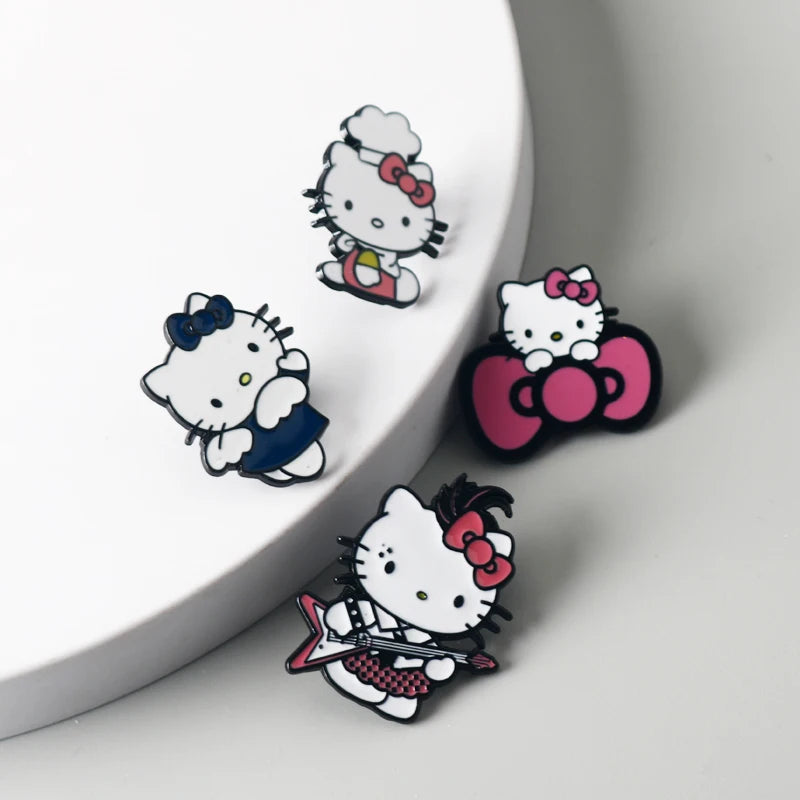 4pcs Cute Anime Kitten Cat Enamel Pin Cartoon Brooches Lapel Pins Badge Backpack Clothing Accessories Jewelry Gifts for Friends