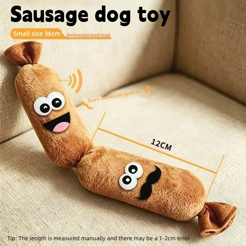 Sausage Shape Plush Dog Squeaky Toy Cute Emoji BB Squeaker Pet Chew Toy For Puppy Dogs Boredom Relief Interactive Teething Play