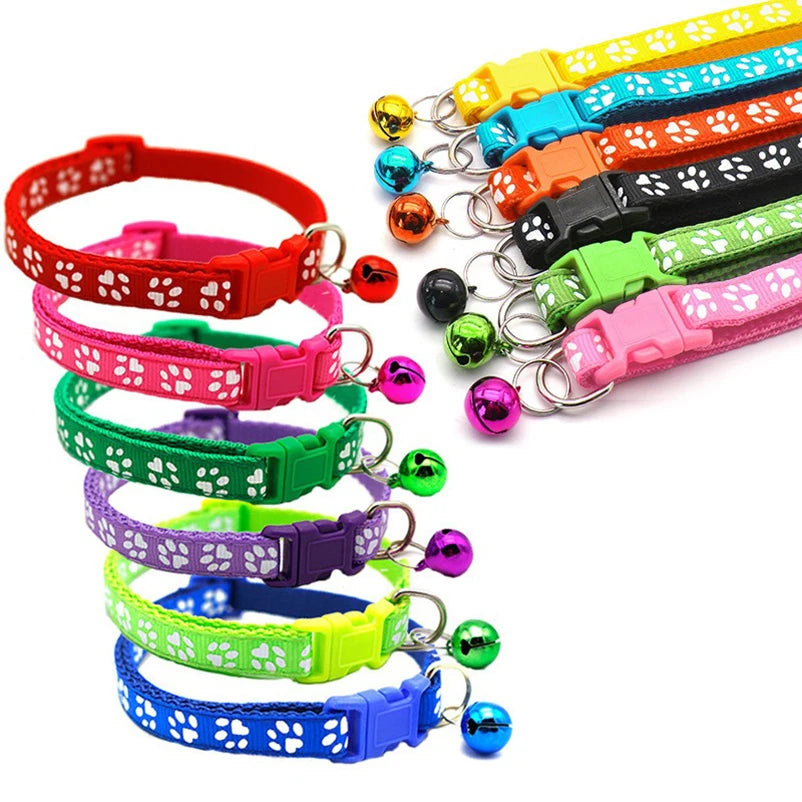 New hot pet for cat bell collar dog print cat collar multi-color optional necklace ring cat rope collar pet supplies