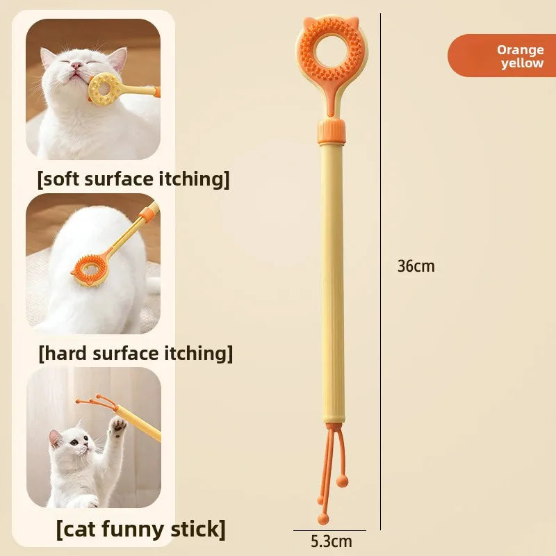 Interactive Cat Toy 2-in-1 Retractable Cat Teaser Cat Tickling & Massaging Toy for Kittens Relieve Boredom Pet Products