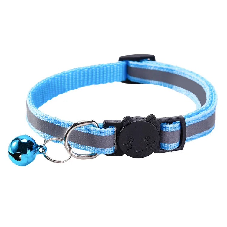 Colors Reflective Breakaway Cat Collar Neck Ring Pet Products Safety Adjustable with Bell Charm Necklace Collar for Puppy