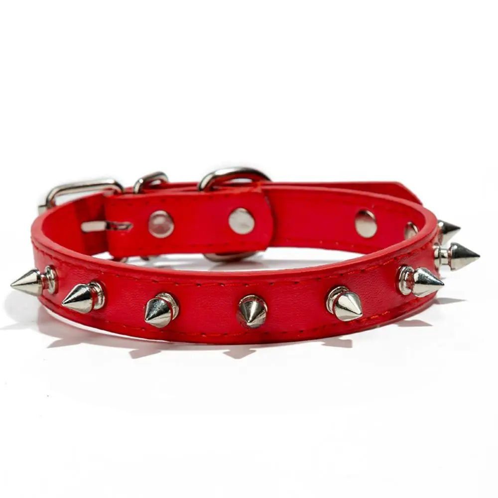 Pet Products Leather Cat Dog Collar Cool Adjustable Pet Spiked Studded Collars Exquisite Colorful Pet Necklace Small Medium Pets