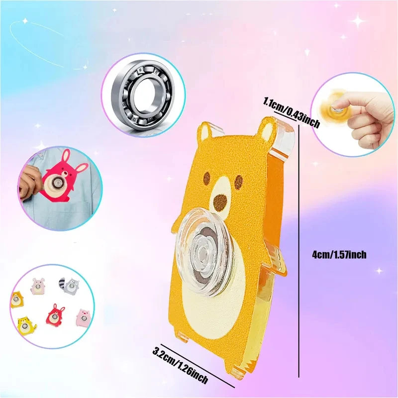 6PCS Acrylic Animal Fingertip Gyro Fidget Spinner Cat Dog Fox Stress Relief Toys Kids Party Favors Anxiety Relief Gift