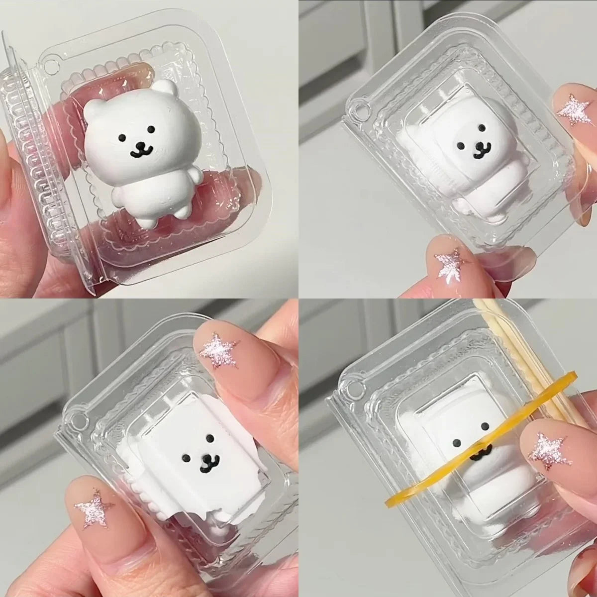 Joke Bear Anime Pinch Squeeze Lunch Box Keychain Cute Polar bear Bag Pendant Kawaii Soft Stuffed Squishy Toys Birthday Gift