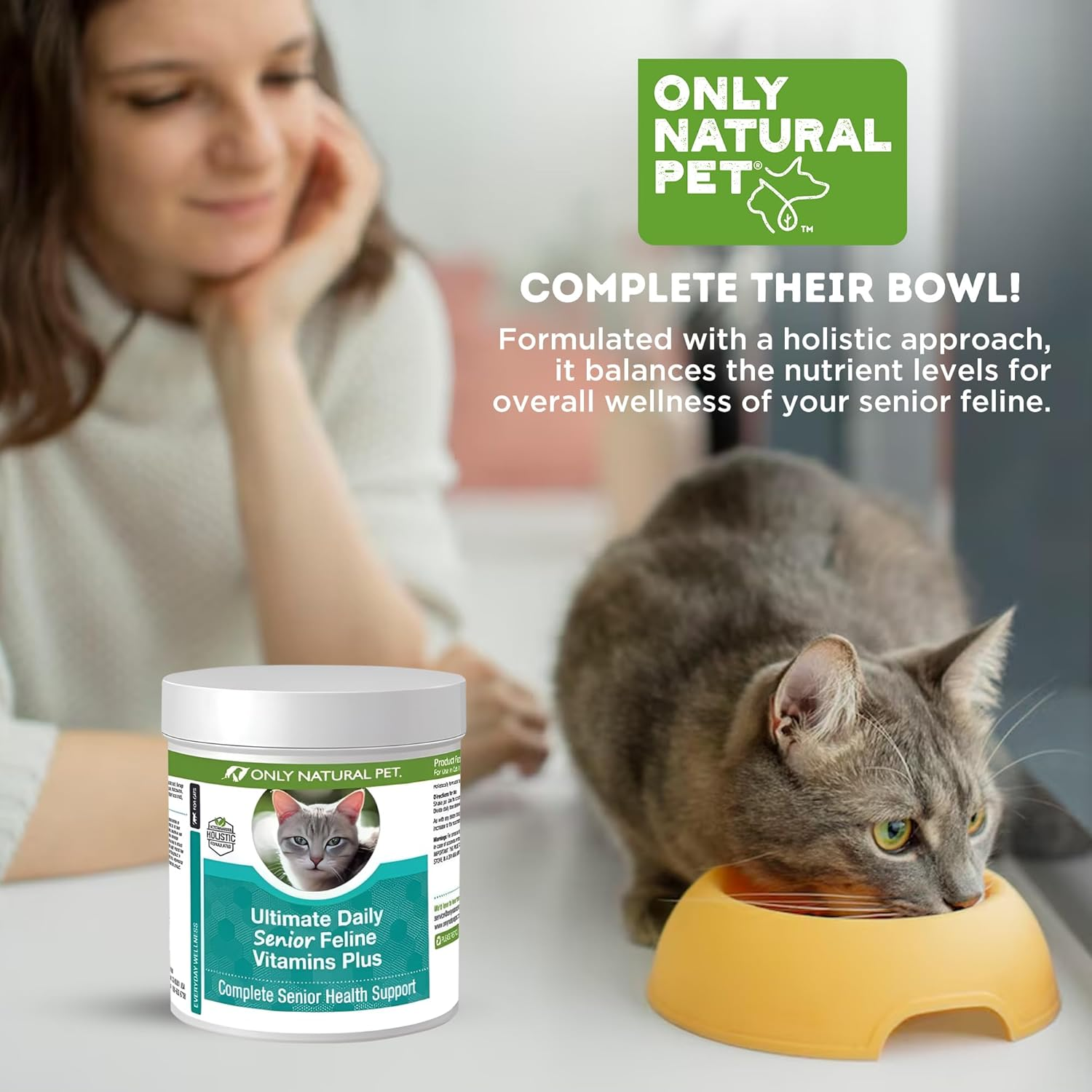 Senior Cat Multivitamin Taurine Lysine Powder Immune Joint Support 3.2oz