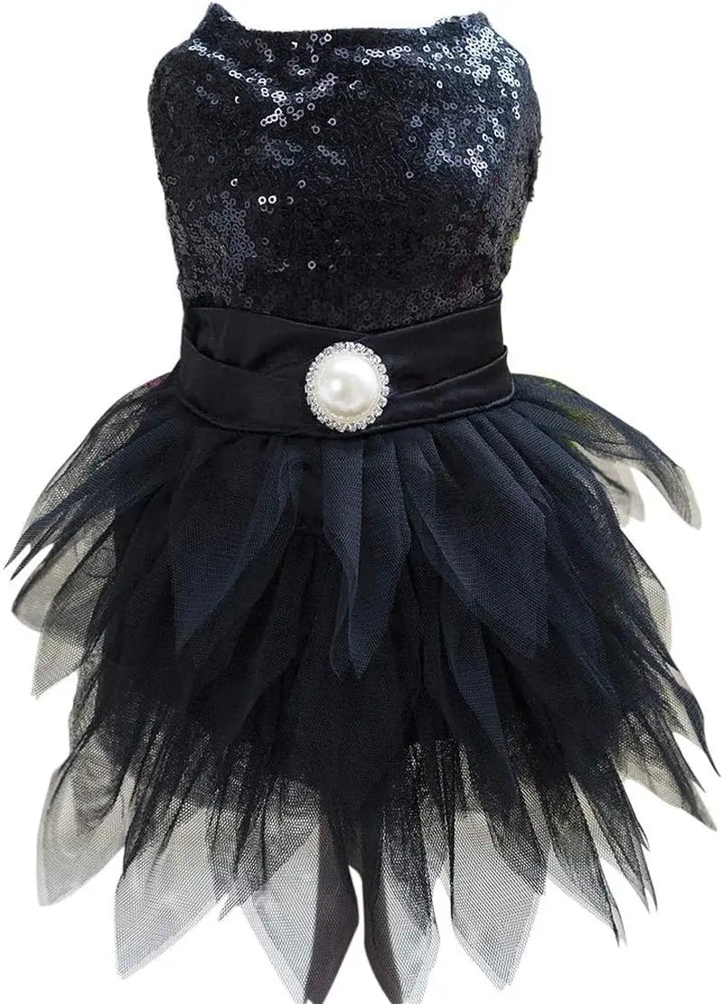 Sequin Bow Party Dress for Small Dogs Formal Dance Outfit All Sizes