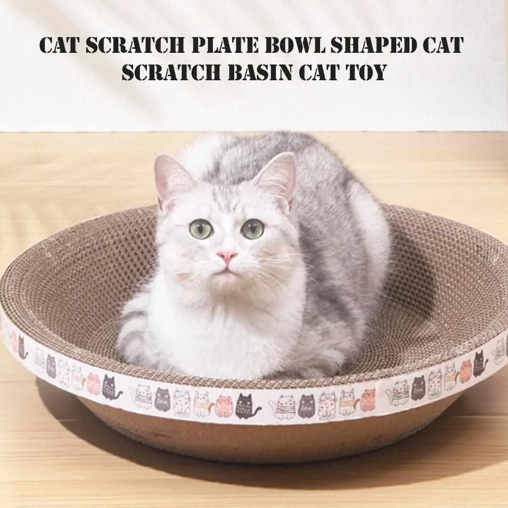 L Size Cat Toys Pet Bed Scratching Board Corrugated Cardboard Bowl Pad Cats Scratcher Toy Oval Grinding Claw Toy Cat Accessories