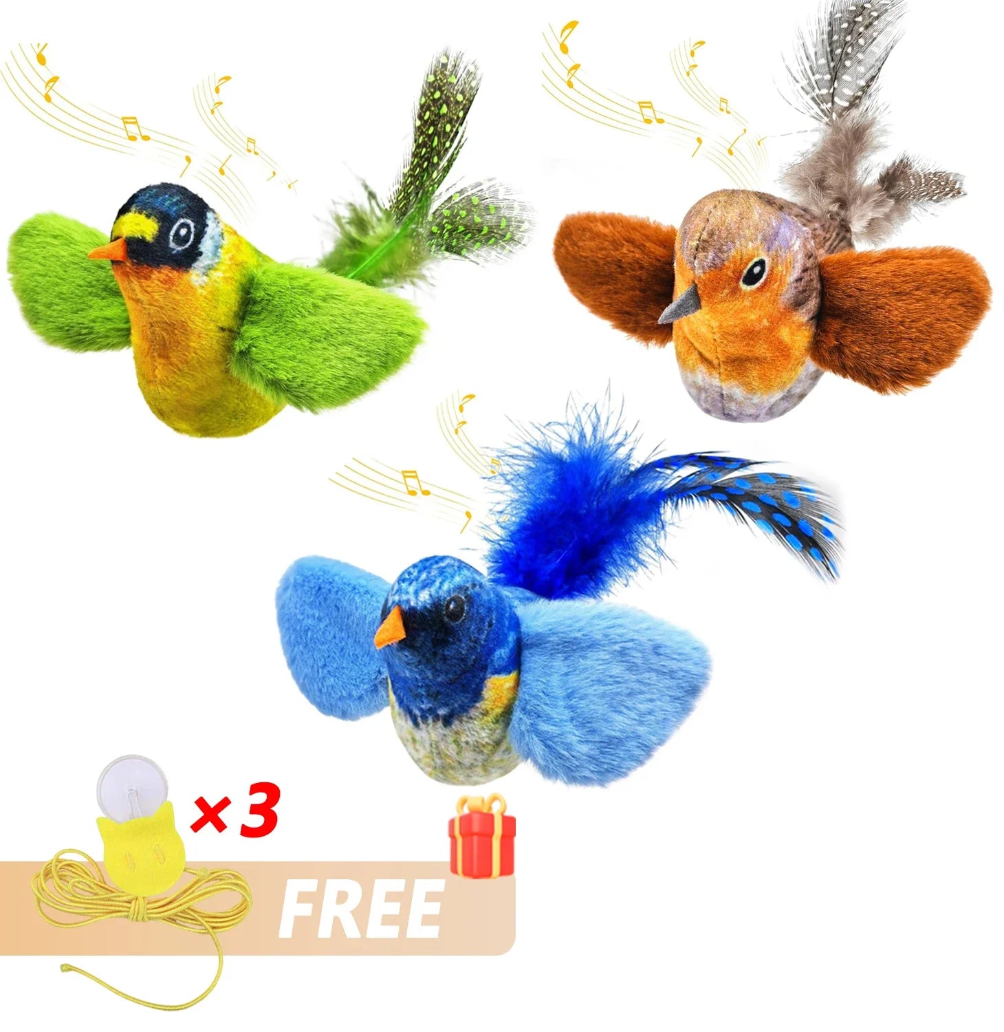 Simulation Bird Cat Toys Cats Interactive Cat Toy Realistic Bird Sound Cat Toy Plush Cat Toy Catnip Cat Toy for Cats Kitten Toy