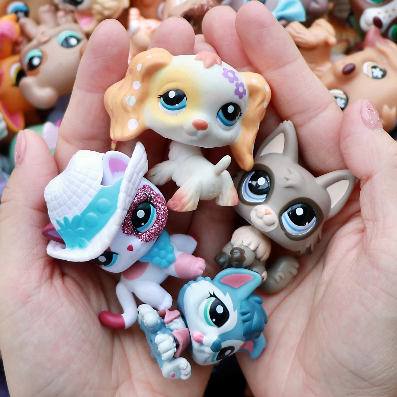 LPS Minilpsshop Pet Shop Bobble Head Toy Rare Random 5pcs Toys and 7pcs Accessories Kids Gift