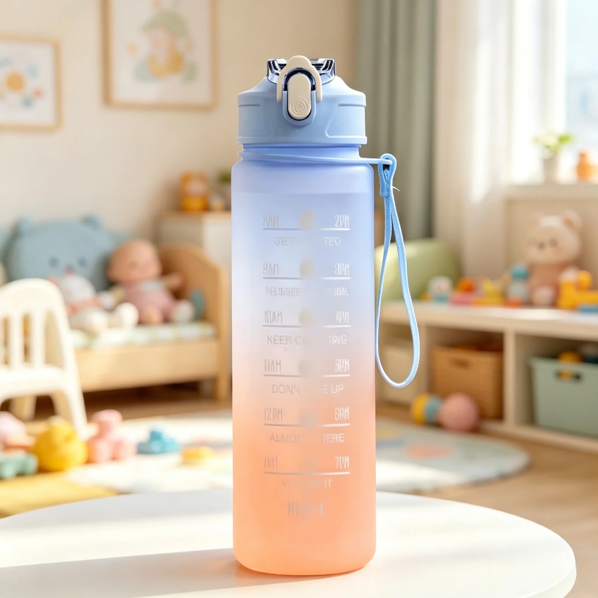 3D Printed Cute Cartoon Cat PVC-Free, Leak-Proof, Matte Finish 750ML Water Bottle,Includes Carry Loop Outdoor Activities