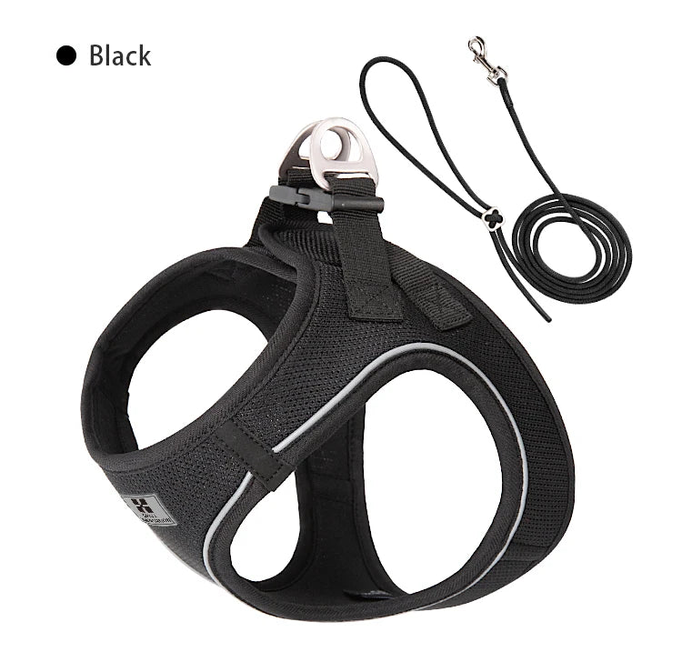 Dog Harness Leash Set for Small Medium Dog Adjustable Reflective Puppy Cat Harness Pet Vest Chihuahua Dachshund Outdoor Walking