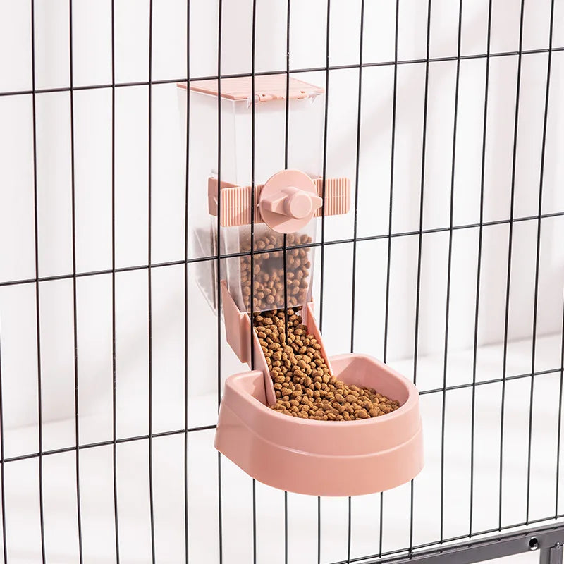Automatic Pet Feeding Cage Hanging Bowl Water Bottle Food Container for Small Dogs, Cats, Rabbits, Birds Pet Feeder Product