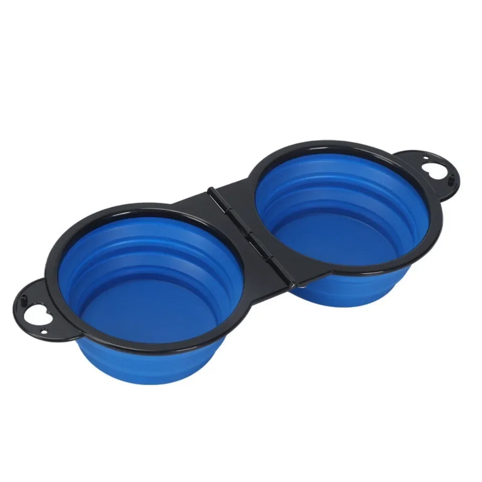 1-piece 2-in-1 Foldable Dual Bowl Feeding Bowl Portable Outdoor Travel Dog Cat Drinking Bowl Pet Supplies Outdoor Feeding Water
