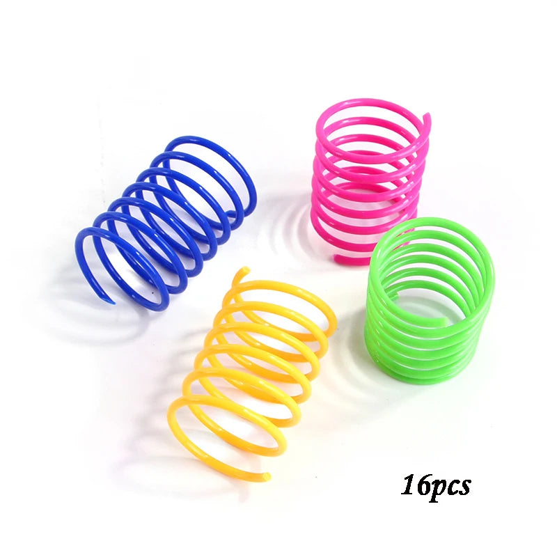 Kitten Cat Toys Wide Durable Heavy Gauge Cat Spring Toy Colorful Springs Cat Pet Toy Coil Spiral Springs 4/8/16/20pcs