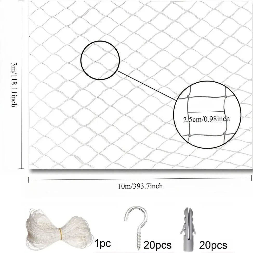 1set Transparent Cat Safety Net with Accessories Fine-meshed for Balcony and Stairs - Prevents Pet Falls and Escapes(5 Sizes)