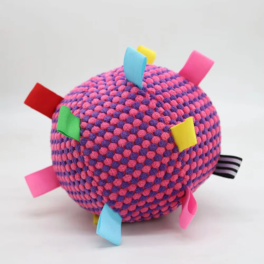 Training Soft Fabric Ball with Bell: Squeaky Fetch & Chew Toy for Dogs - Interactive Toss and Bite Play for Puppy Training
