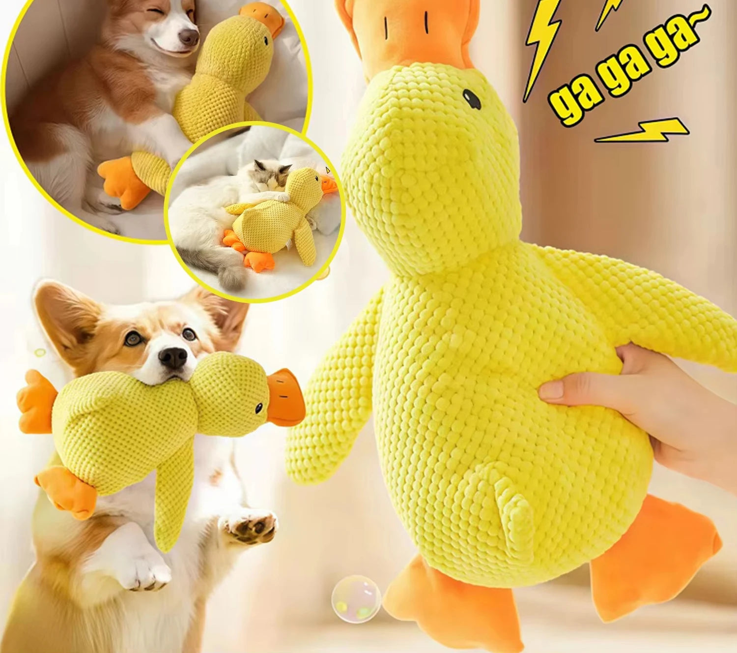 Duck Dog Toy Plush Chew Resistant Durable Dog Toy With Quacking Sound Teeth Grinding Relief Soft Companion for Small Large Dog