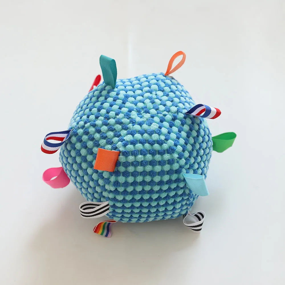 Training Soft Fabric Ball with Bell: Squeaky Fetch & Chew Toy for Dogs - Interactive Toss and Bite Play for Puppy Training
