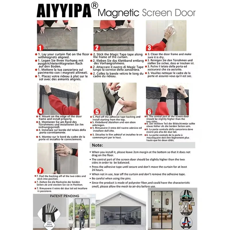 Magnetic Mosquito Screen Door, Thickened Diamond Screen Door Curtain Tear Resistant, Pet Friendly, Ventilated and Breathable