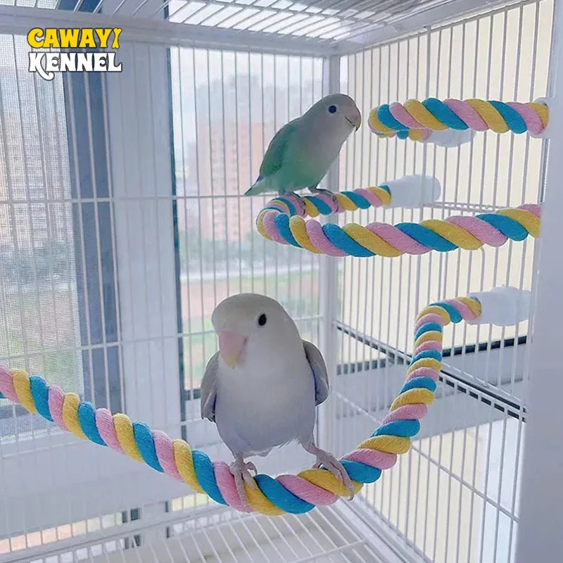 1PC Pet Bird Bite Toy Parrot Color Cotton Rope Toys Elastic Parrot Climbing Toys Sturdy Bird Swing rope Pet Cage Toy Swing Stand