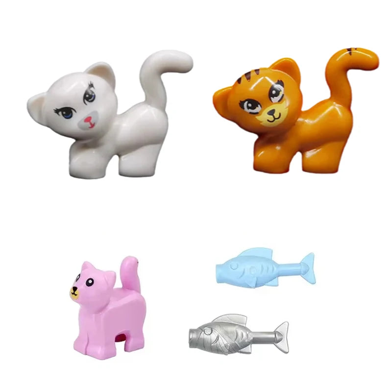 MOC Animal Scene Building Blocks Cats Dogs Sheep Pigs Chickens Eagle Parrots Dolphin Zoo Fram Accessories DIY Toys Bricks T14