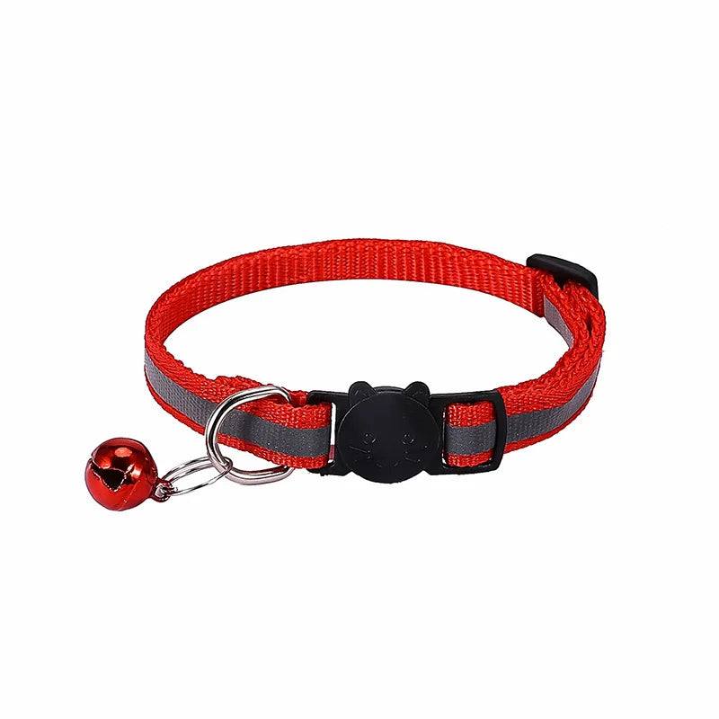 Adjustable Reflective Breakaway Cat Collar with Bell Safety Elastic Neck Ring Necklace Pet Products in Multiple Colors