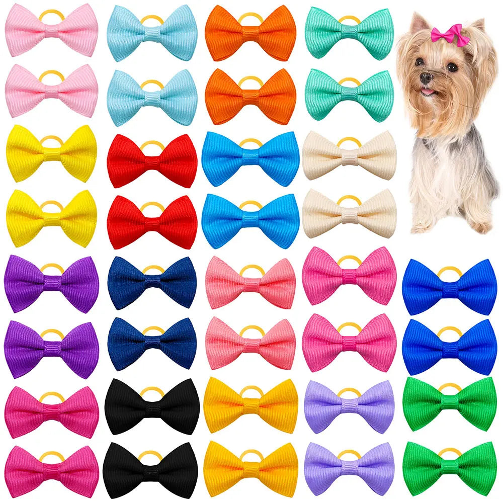 30PCS Small Dog Bows Pet Dog Hair Accessories Rubber Bands Small Dog Cat Hair Bows For Dogs Cats Grooming Products