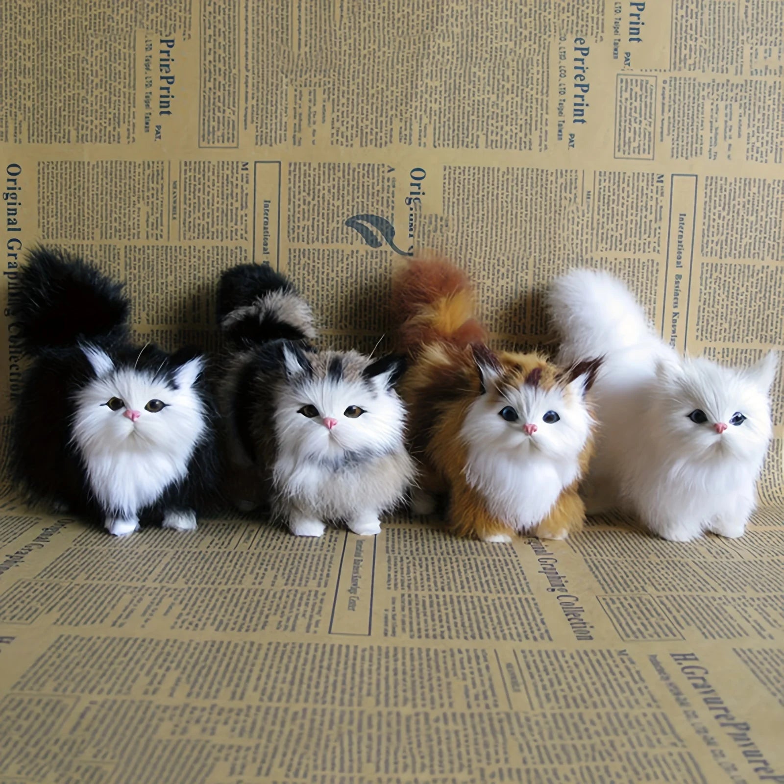 Simulation Cat Plush Toys Soft Stuffed Kitten Model Fake Cats Realist Animals for Kids Girls Birthday Valentine's Day Gift