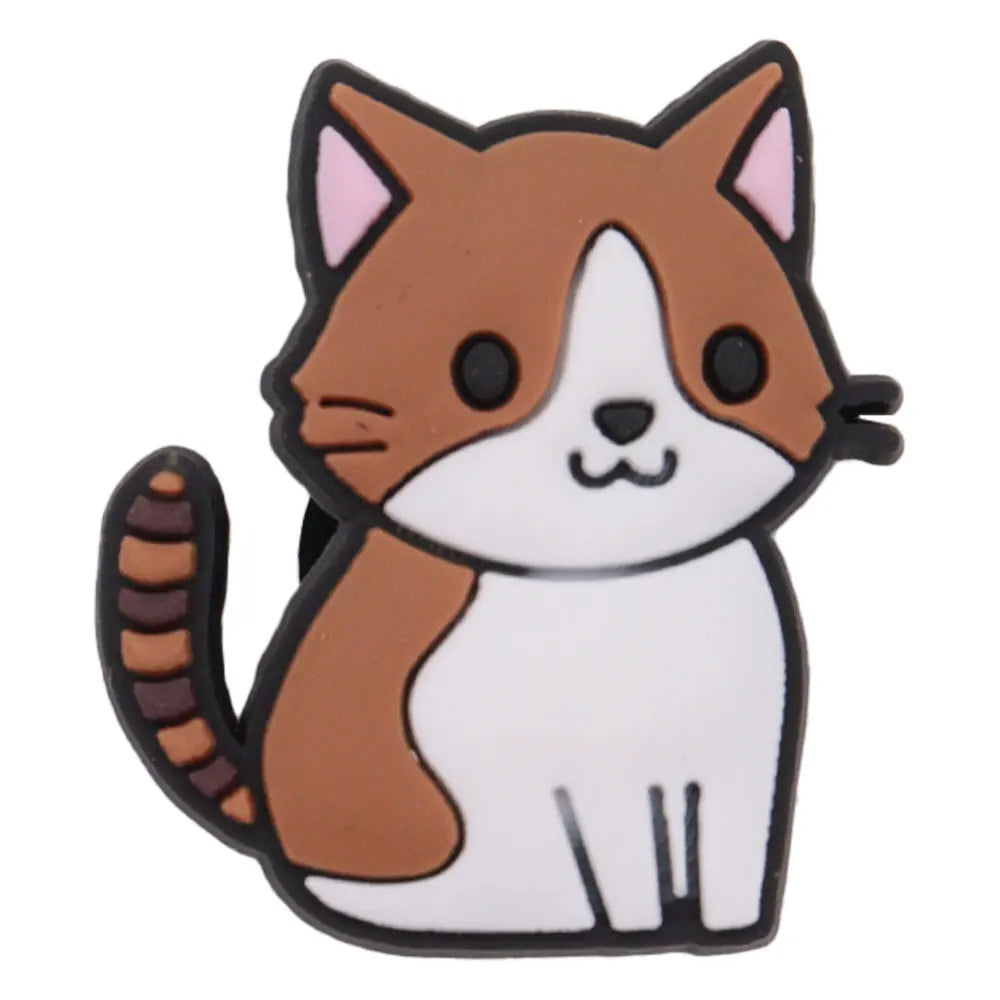 1-17PCS PVC Kawaii Animal Cat Mom Sandal Shoe Decoration Buckle Charms Fit Wristbands Hole Slipper Accessories Kid Xmas Gift
