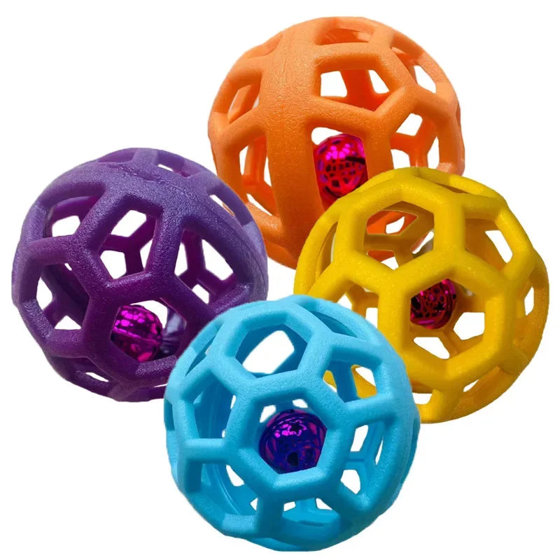 Geometric Pet Interactive Chew Ball With Bell For Cat Dog Training Playing Teeth Cleaning Safe Entertainment Accessory