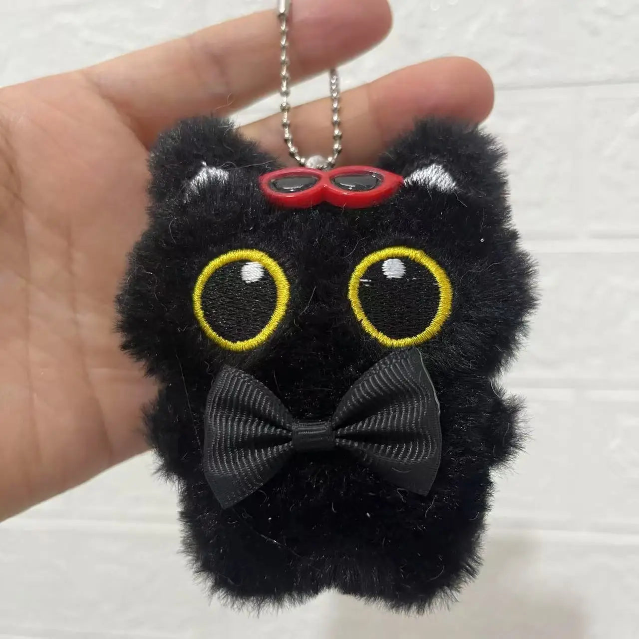 Cute Black Cat Plush Toy Keychain Cartoon Kitten Soft Stuffed Doll Pendant Car Key Backpack Bag Decoration Doll Pendant Keychain