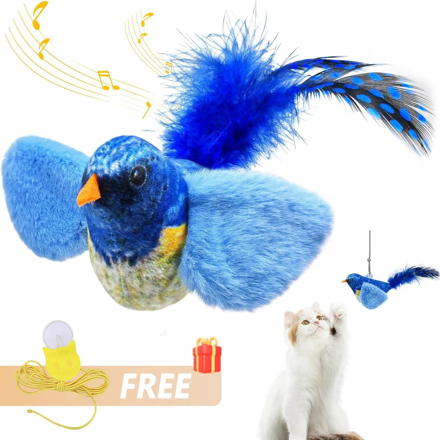 Simulation Bird Cat Toys Cats Interactive Cat Toy Realistic Bird Sound Cat Toy Plush Cat Toy Catnip Cat Toy for Cats Kitten Toy