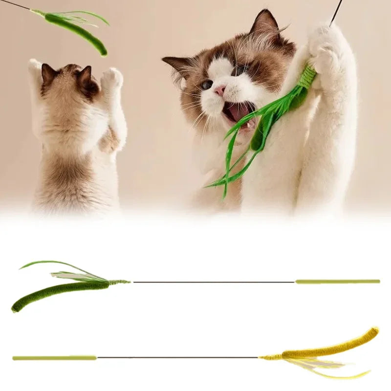 Cat and Dog Grass Chew Toy Teaser Stick Natural Bite Resistant Dental Teeth Cleaning Self Soothing Play Durable Pet Toys Cat Tea