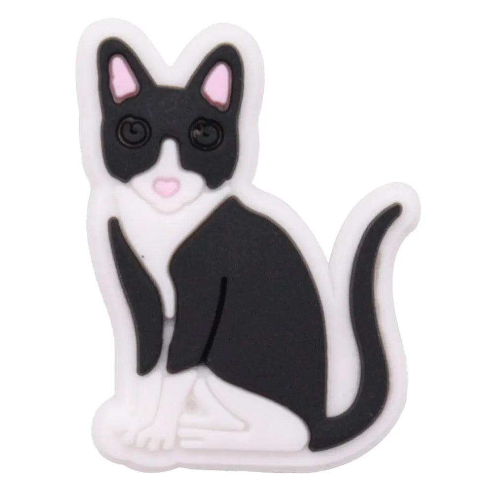1-17PCS PVC Kawaii Animal Cat Mom Sandal Shoe Decoration Buckle Charms Fit Wristbands Hole Slipper Accessories Kid Xmas Gift