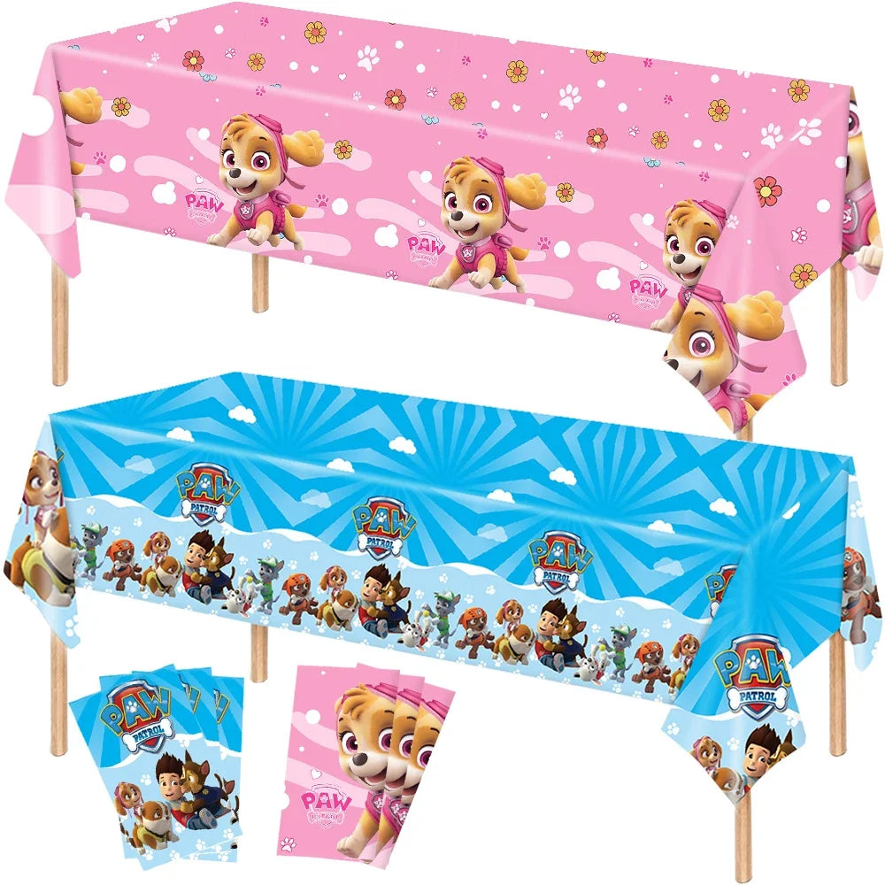 Paw Patrol Dog Birthday Tablecloth Decoration Boy Girl Birthday Baby Shower Pink Blue Tablecover Decoration Party Supplies Gifts