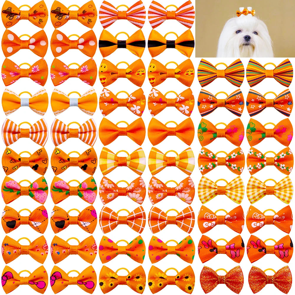 30PCS Small Dog Bows Pet Dog Hair Accessories Rubber Bands Small Dog Cat Hair Bows For Dogs Cats Grooming Products