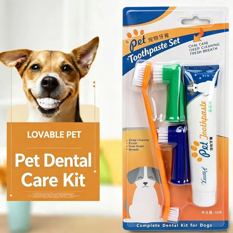 Universal Toothpaste Toothbrush Set Dog Gum Care Products Kit Pet Cleaning Tools Kit Reduces Plaque & Tartar Buildup for Pet