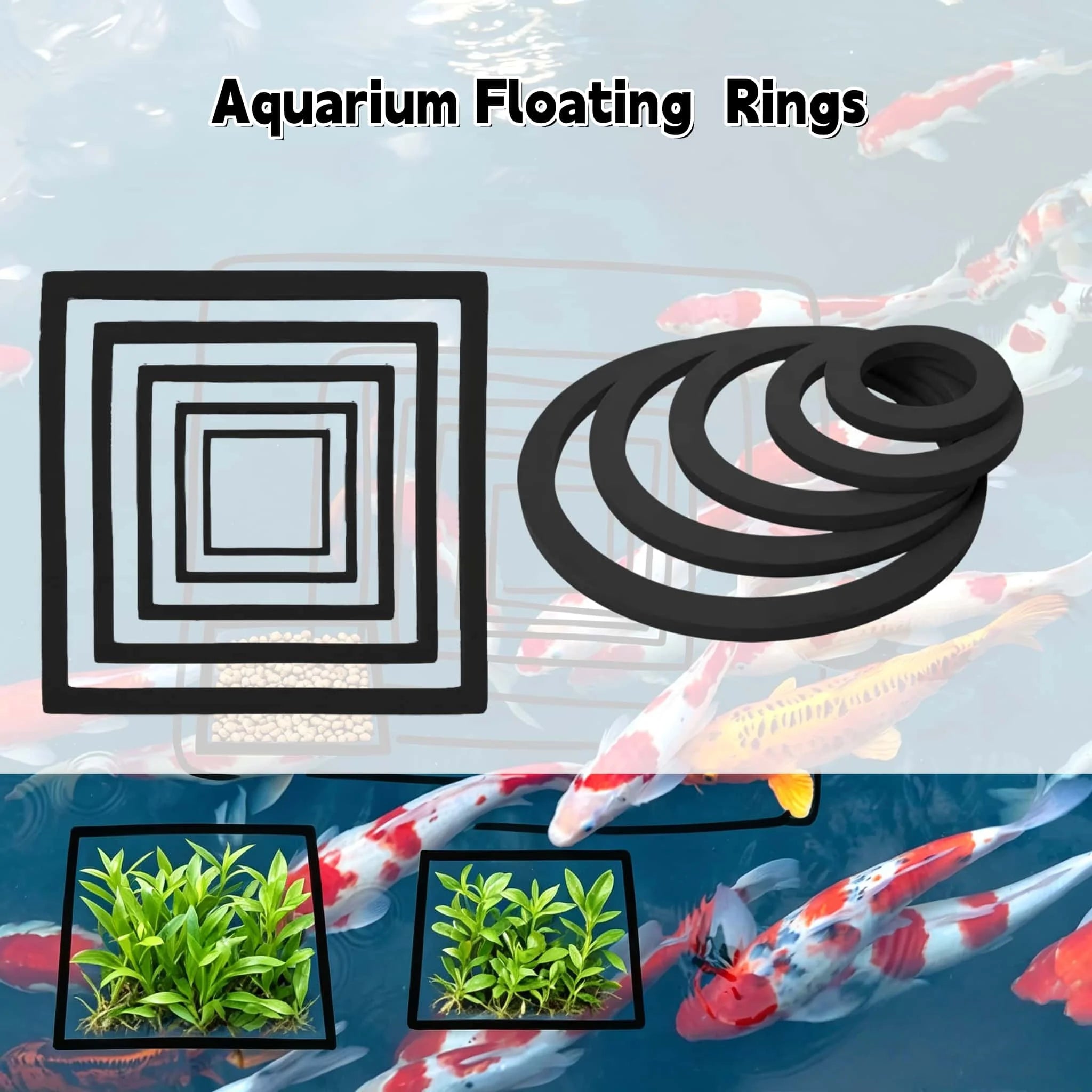 Aquarium Floating Plant Ring, Foam Duckweed Water Grass Barrier Circle, Fish Tank Floating Isolation Ring for Aquascape Decor