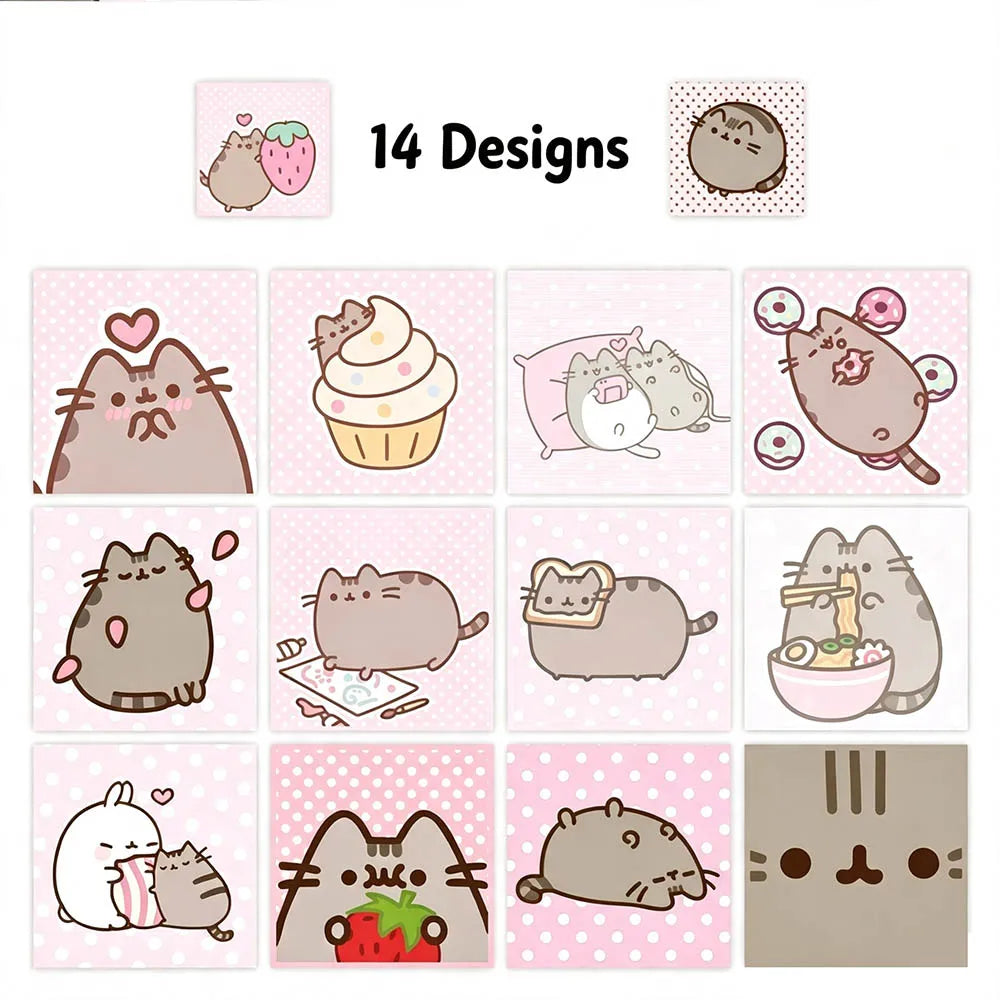 500PCS Pusheen Style Cartoon Cat Roll Stickers Waterproof Graffiti Scrapbooking Notebook Phone Cute Decoration Decals Toys