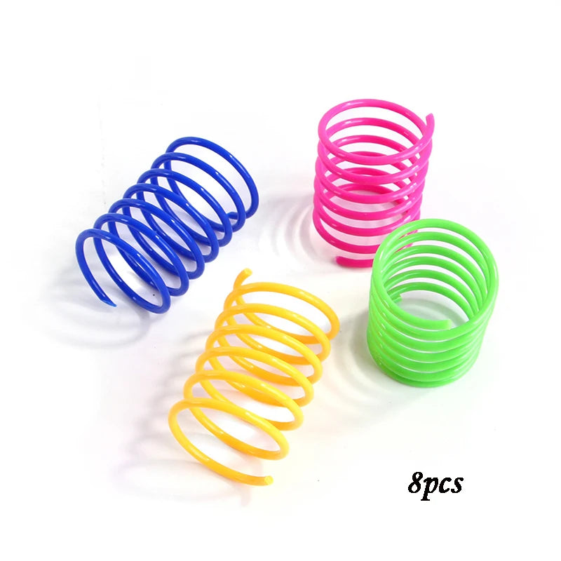 Kitten Cat Toys Wide Durable Heavy Gauge Cat Spring Toy Colorful Springs Cat Pet Toy Coil Spiral Springs 4/8/16/20pcs
