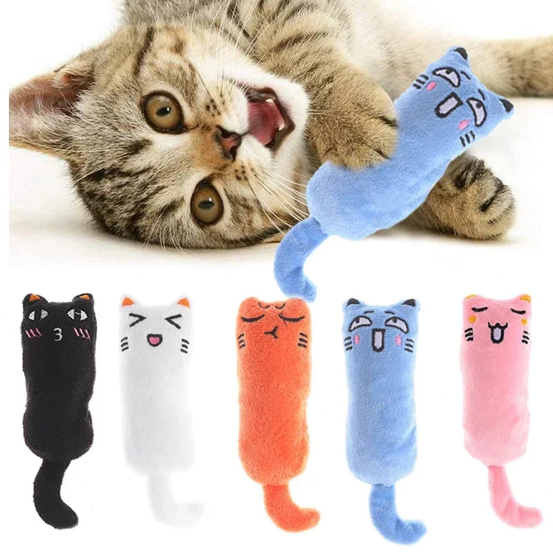 Interactive Mini Cat Toy Cute Plush Funny Squeaky Catnip Chew Toy for Kittens Pet Accessories Teeth Grinding & Interactive Play