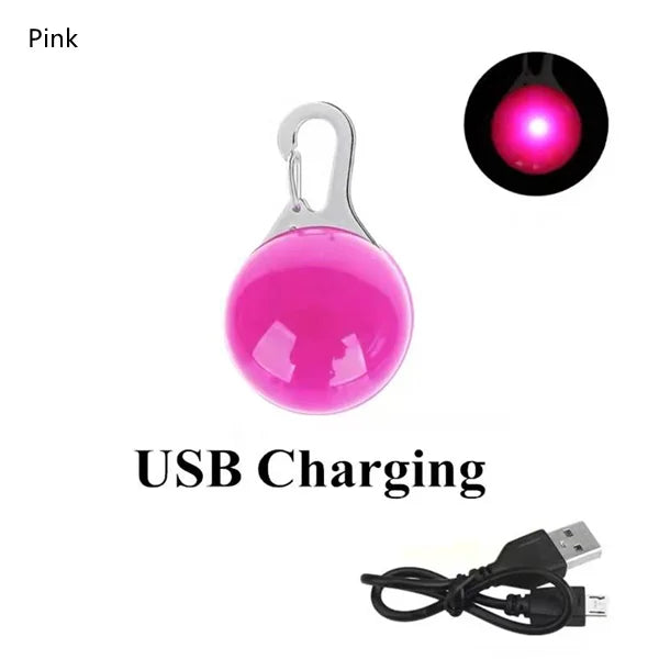 Rechargeable USB LED Dog Collar Pendant Pet Luminous Flash Light for Puppy Leash Accessory Decoration Dog Necklace