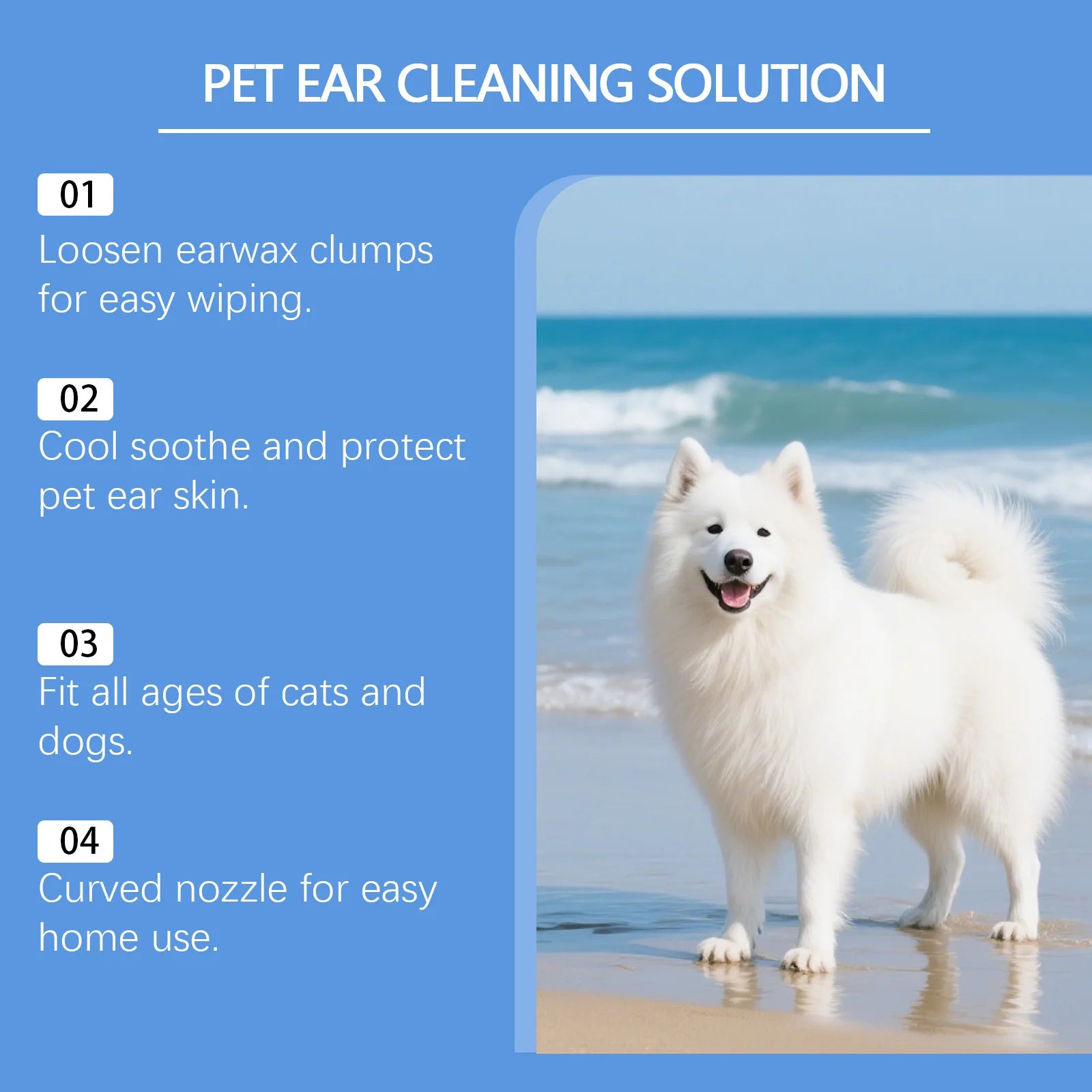 Pet Ear Wash for Cats and Dogs Ear Cleaning Ear Mite Ear Drops Softens Ear Wax Soothes Ears Refreshing Pet Cleaning Products