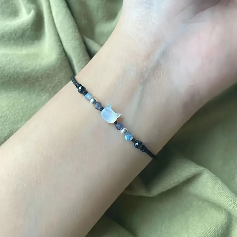 Cute Cat Shaped Hand Woven Bracelets Fashion Versatile Women Suitable Daily Vacation Wearing Accessories