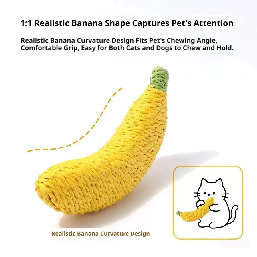 Banana Cat Toy Natural Sisal Chew Toy For Small Dogs Kittens Interactive Dental Cleaning Tool Teeth Grinding Pet Play Accessory