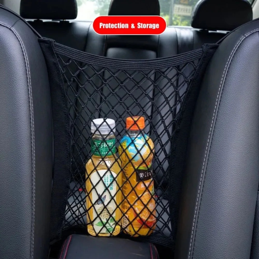Car Storage Net Bag Between Seats Car Divider Child Safety Net Pet Barrier Elastic Expandable Mesh Bag Car Interior Accessorie