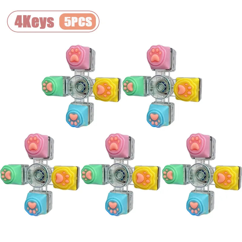 Cat Paw Keycap Keychain Mechanical Keyboard Fidget Spinner Stress Relief Toy Soft Cute Keyring for Office Desk Anxiety Gift
