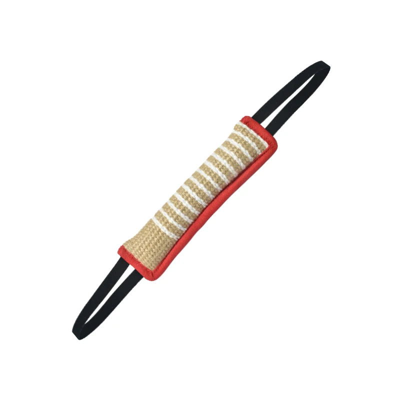 Interactive Dog Tug Toy, Natural Jute Bite Stick with Two Handles, Durable Chew Toy for Teething, Training, and Play for All Bre